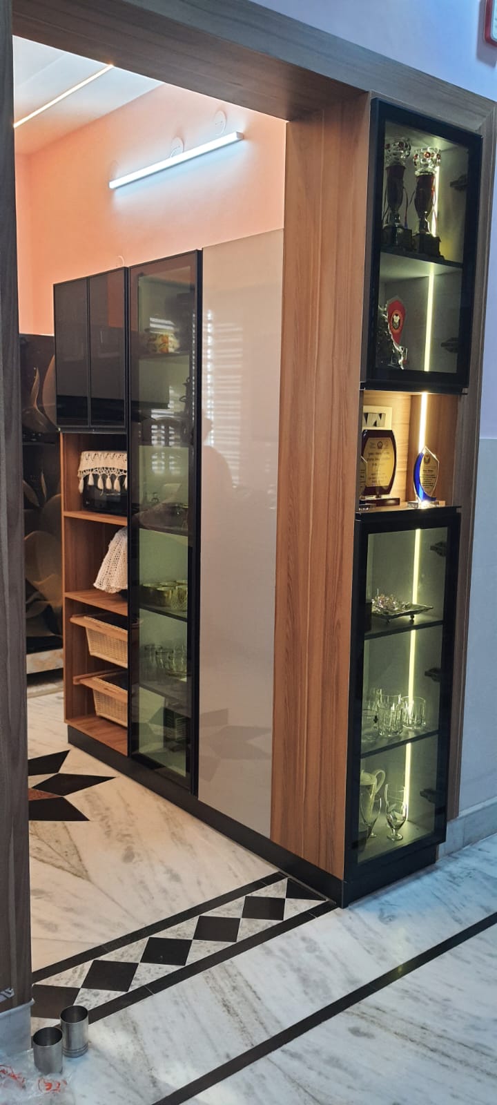 Walnut Crockery Display Unit